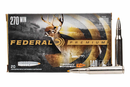 Federal Premium 270 WIN 140gr Trophy Bonded Tip Ammo comes in a box of 20